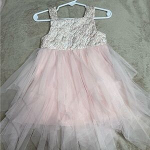 Pink Tulle Dress with Lace Bodice